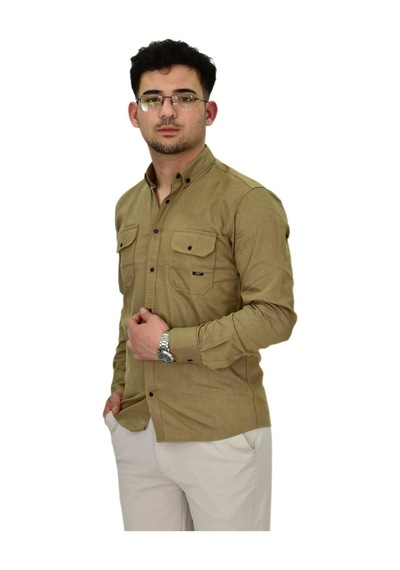 Erkek Spor Likralı Gömlek Bgl-st04343 Vizon