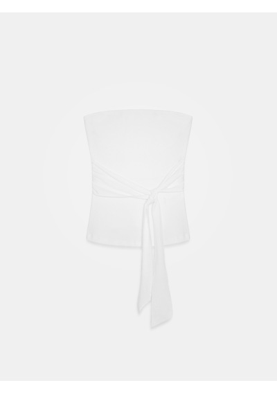 Dilvin 32841 Bağlamalı Bandeau Top-beyaz