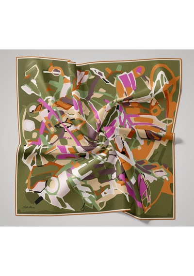 Silk Home Twill İpek Eşarp 11475-22 Koyu Yeşil, Kiremit, Siyah, Krem, Pembe