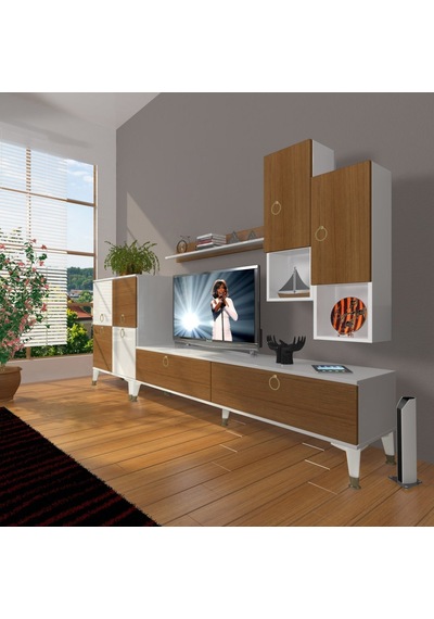 Decoraktiv Eko 6da Mdf Std Gold Tv Ünitesi Tv Sehpası Beyaz - Ceviz