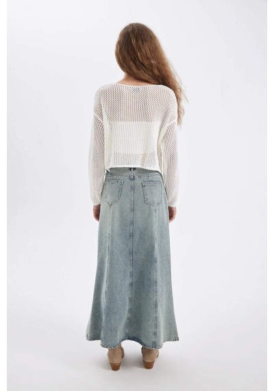 Defacto Fashion Fit Cepli Jean Maxi Etek D4420AX24AUNM85 İndigo