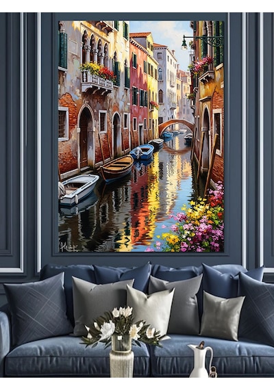 Ahşap Tablo Venedik Kanalı Gondol Sahneleri Hayvan Tabloları