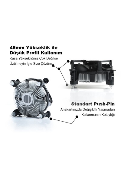 Dark İntel Lga1700 Soket İ3 İ5 İ7 Uyumlu 4 Pin Pwm İşlemci Fanı