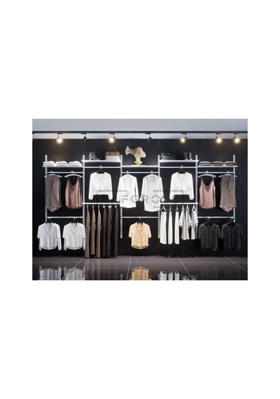 Mağaza Raf Sistemi, Askılık Sistemi, Butik Rafı, Mağaza Stand, Giyinme Odası-305x200 Cm Çok Renkli