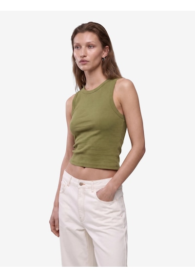 Koton Pamuklu Kaşkorse Slim Fit Kolsuz Bisiklet Yaka Fitilli Atlet Yeşil 7wak10011ek
