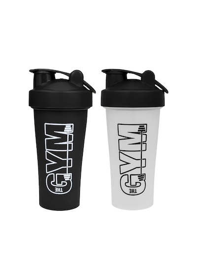 Gym Shaker 650 Ml Ölçekli Sızdırmaz Kapaklı Protein Shaker 2'li Set Siyah+şeffaf Siyah-şeffaf