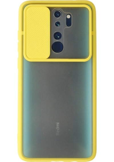 Xiaomi Redmi Note 8 Pro Kılıf Palm Buzlu Kamera Sürgülü Silikon - Sarı -