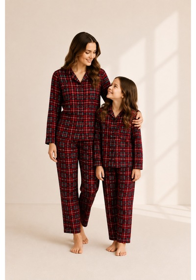 Free Beka Ekose Desenli Kırmızı Uzun Kollu Önden Düğmeli Gömlek Yaka Aile Pijama Takımı Kombini Free Beka Ekose Desenli Kırmızı Uzun Kollu Önden Düğmeli Gömlek Yaka Aile Pijama Takımı Kombini