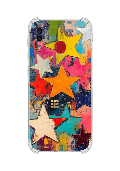Printify Samsung Galaxy A20 İle Uyumlu Düşlerin Dansı Serisi Yıldız Dansı Tasarımlı Uv Baskılı Köşe Korumalı Antişok Kılıf Şeffaf