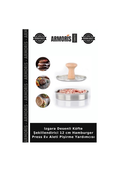 Izgara Desenli Köfte Şekillendirici 12 Cm Hamburger Press Ev Aleti Pişirme Yardımcısı Belirtilmemiş