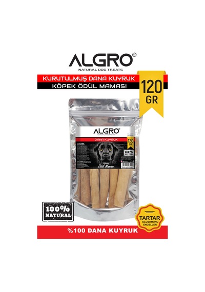Algro Kurutulmuş Dana Kuyruk Çiğneme Kemiği Köpek Ödülü 120 G