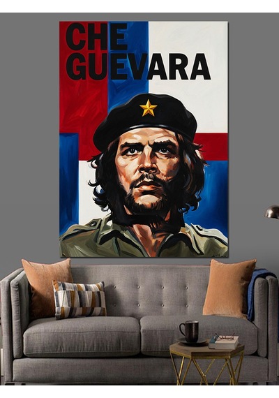 Che Guevara Politik Portre Dekoratif Kanvas - Mdf Ahşap Tablo