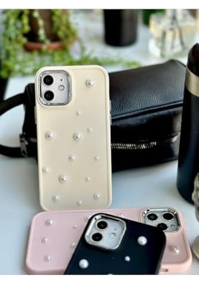 Iphone 12 Ve 12 Pro Uyumlu Pearl Tasarım Oyuncaklı Esnek Silikon Kılıf - Krempearl