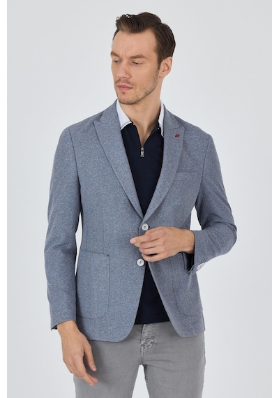 İmza Düz Örme Pamuklu 6 Drop Slim Fit Ceket 1002250114 Indıgo