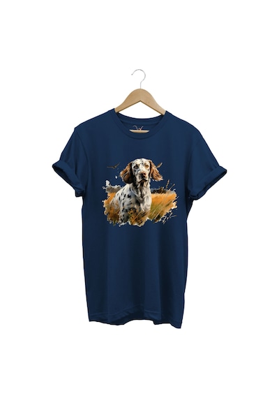 Avcılık Hunting English Setter Vahşi Yaşam Avcı Köpeği %100 Pamuk Unisex Regular Fit T-shirt Lacivert