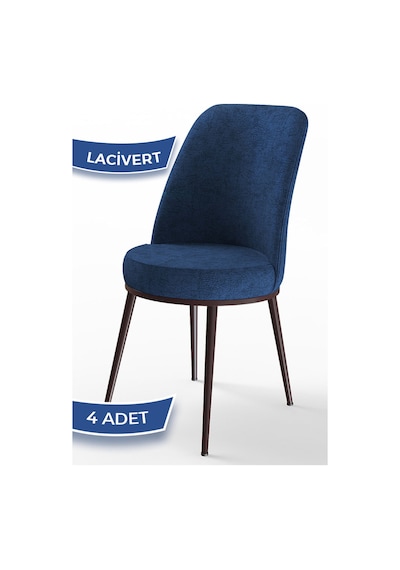 Canisa Concept Dexa Serisi Lacivert Renk 4 Adet Sandalye, Renk Lacivert, Ayaklar Kahverengi Lajivert
