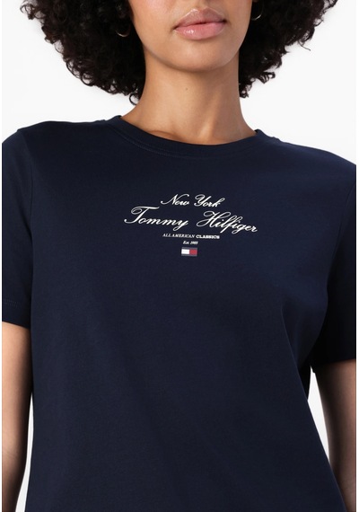 Tommy Hilfiger Kadın Logo T-shirt Lacivert
