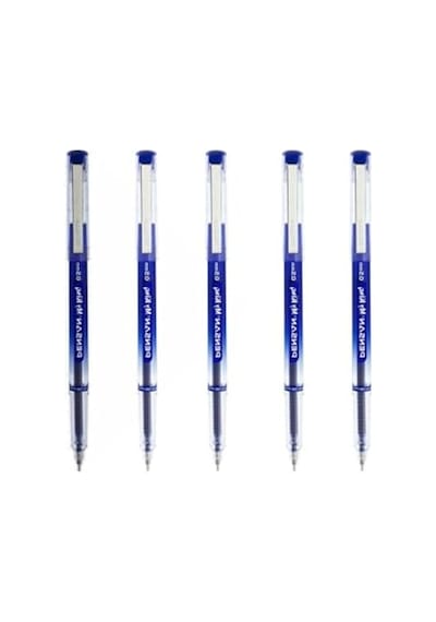 My King İğne Uçlu Metal Klipsli Jel Tükenmez Kalem 0.5 Mm Mavi - 5 Adet Gnsrkfaz914 ---