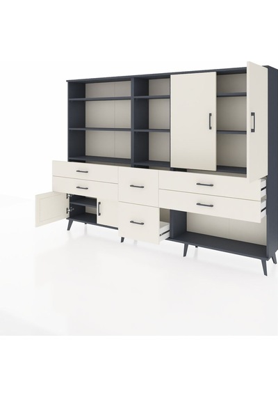 Arges Dolap 10 Raflı 6 Çekmeceli 4 Kapaklı 220x30x163 Antrasit-ay Antrasit-aytaşı Arges Dolap 10 Raflı 6 Çekmeceli 4 Kapaklı 220x30x163 Antrasit-ay Antrasit-aytaşı