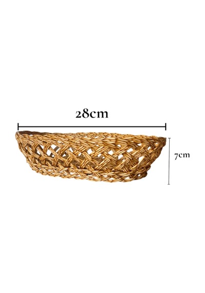 Plastik Rattan Ekmeklik, Ekmek Sepeti Oval Krem