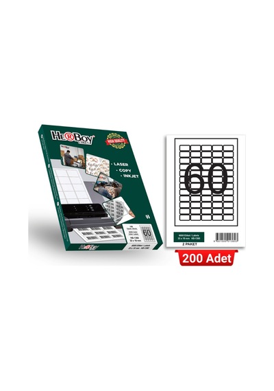 Herboy Hb-1360 33 X 19 Mm A4 Baskılı Laser Etiket 200 Adet