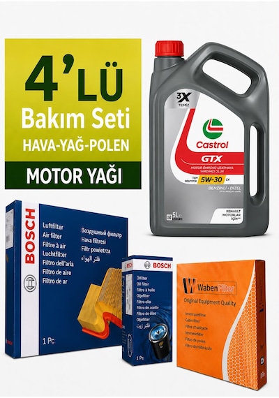 Bosch Honda Civic 1.6 Benzin Fc5 Filtre Bakım Seti-castrol Gtx 5w30 5lt 2016-2021 4 Lü