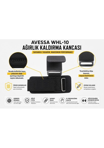 Avessa Wlh-10 Dambıl Çalışma Aleti Bilek Sargılı Çift siyah