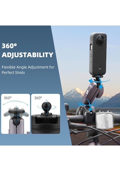 Coverzone Kamera Bisiklet Ve Motosiklet Gidon Montaj, Alüminyum Alaşımlı Kelepçe, 360 , Insta360 İle Uyumlu X5 X4 Diğer