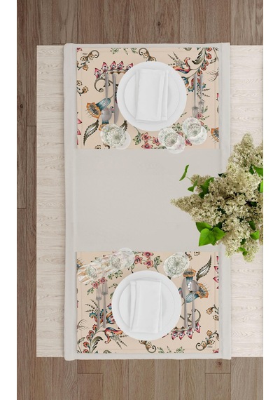 The Mia Flower- 2 Amerikan Servis 6 Lı  Set - 50 x 35 Cm Çok Renkli