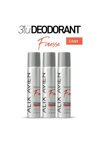 Alüminyumsuz Seyahat Boy Kadın Deodorant Spray Üçlü Set 3x75 Ml - Finesse