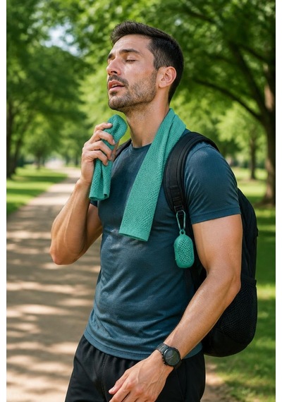 Sporcu Havlusu 60 X 27 Cm, Anahtarlıklı Taşıma Kutulu Kompakt Fitness Ve Seyahat Havlusu, Asorti Renk Diğer