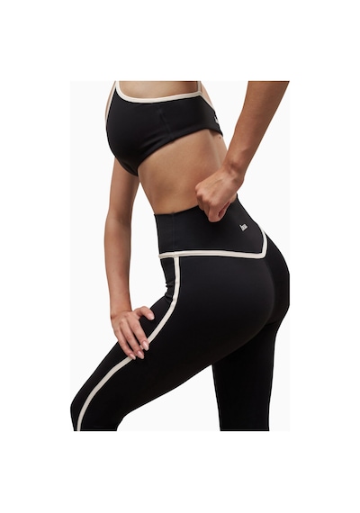 Because Of Alice Base Contrast Trim Leggings Yüksek Bel Şekillendirici Kadın Tayt Siyah