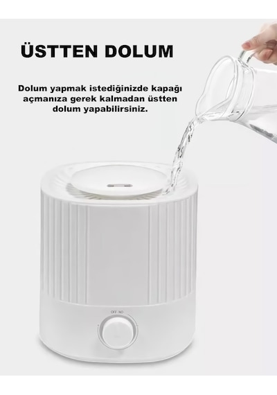 Robeve 2.5 Lt Hava Nemlendirici Buhar Makinesi Ultrasonik Difüzör Oda Nemlendirici 7 Renk Ledli Nemlendirici
