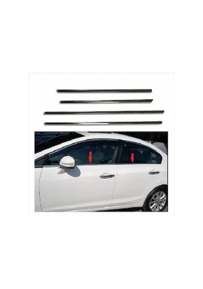 Honda Civic Uyumlu Cam Çıtası 4 Parça 2012-2016 Paslanmaz Krom