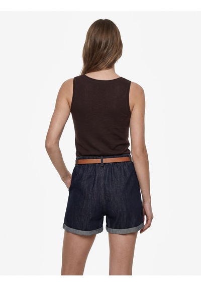 Koton Rahat Kalıp Duble Paça Cepli Kemerli Mini Jean Şort Raw 6sal40304md 63x