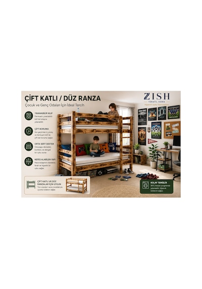 Zishtekstil Tek Kişilik Ecosmart Yıkanabilir Kılıflı Sünger Yatak & Yer Yatağı