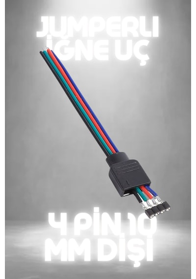 10 Adet Led Bağlantı Konnektör Soket Rgb Şerit Led 4 Pin 10 Mm Dişi Jumperlı İğne Uç