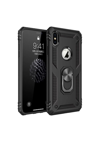 Newface Apple Apple iPhone Uyumlu  Xs Max Kılıf Sofya Yüzüklü Silikon Kapak - Siyah