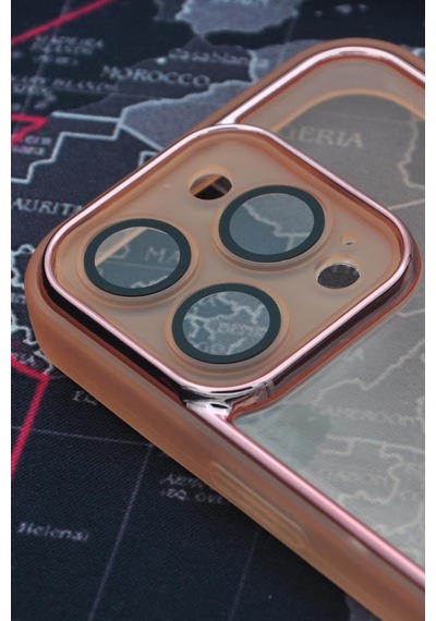 Apple Uyumlu iPhone 13 Pro Max Uyumlu Pembe Kenarlı Renkli Yarı Şeffaf Kapak Kılıf Kamera Lens Korumalı Pembe -