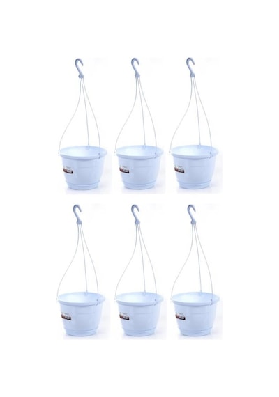 Omnipazar So-sm02 Safir Makrome Askılı Balkon Saksı 3.4 Lt Beyaz 6 Adet
