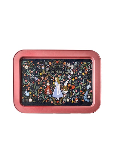 Tales Alices Desenli Grande Metal Tepsi, 31 X 43 Cm