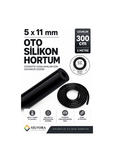Silikon Oto Vakum Ve Basınç Hortumu, Yedek Parça, Turbo, Sıcak Su, Sıcak Hava 5mmx11mm-3 Metre-siyah - 924138512