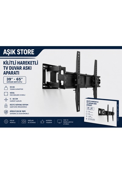 Hareketli Tv Askı Aparatı 39 65" Vesa 400 400 50 Kg