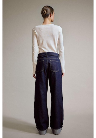 Defacto Wide Leg Geniş Bol Katlamalı Paça Jean Pantolon G2723ax25aunm26 Lacivert