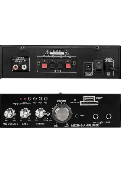 Magıcvoıce Mv-22560 2x20w 4-8 Ohm Usb/sd Girişli Bluetoothlu 2 Mikrofon Girişli Trafosuz Stereo Mini Anfi