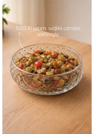 El Yapımı Cam, 4'lü Set Küçük Boy Yıldız Model Meze Kasesi - Kase Seti Şeffaf