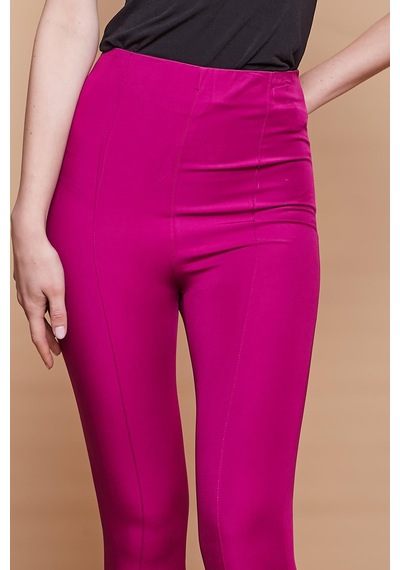 JUMENT Likralı Kumaş Yüksek Bel Ön Arka Dikişli Dar Paça Tayt Pantolon-magenta