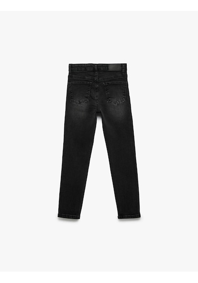 Koton Pamuklu Cepli Slim Fit Siyah Erkek Çocuk Jean Pantolon 6wkb40007td Siyah