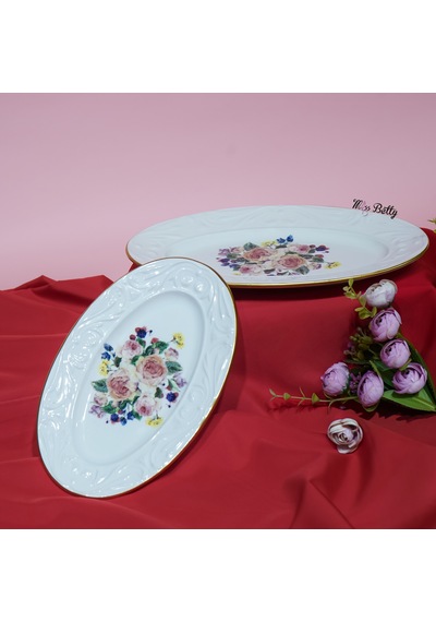 Rose Deluxe Porselen 2'li Kayık Tabak Pembe