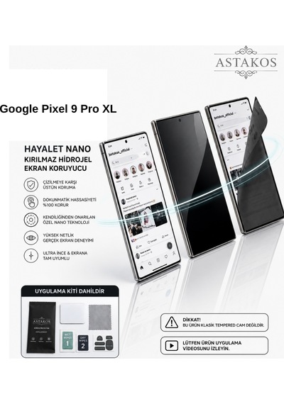 Google Pixel 9 Pro Xl Uyumlu Hayalet Nano Kırılmaz Hidrojel Ekran Tpu Film Astakos
